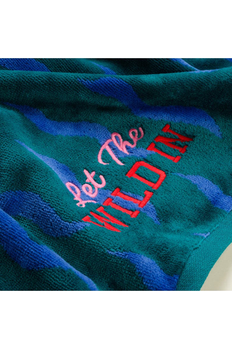 Tabea Embroidered Velvet 100% Cotton Bath Spa Luxury, Alternate, color, Green - Blue