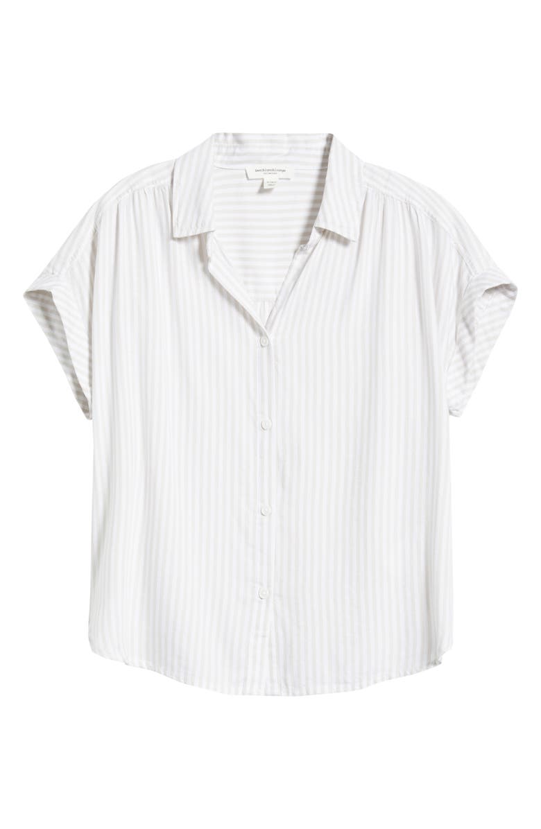 beachlunchlounge Daria Stripe Button-Up Shirt, Alternate, color, Light Cocoa