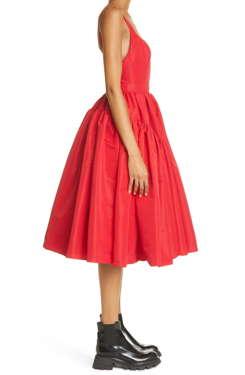 McQueen Alexander McQueen Open Back Fit & Flare Midi Dress, Alternate, color,