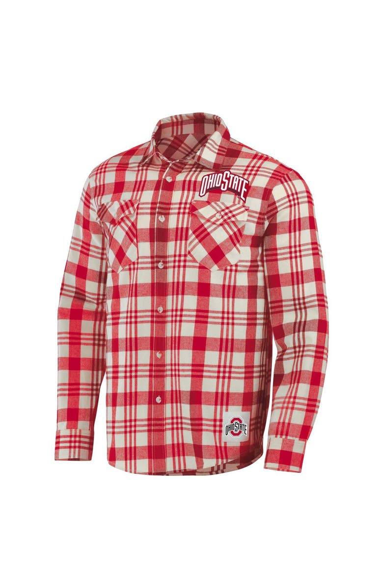 Darius Rucker Collection by Fanatics Men's Darius Rucker Collection by Fanatics Scarlet/Natural Ohio State Buckeyes Plaid Flannel Long Sleeve Button-Up Shirt, Alternate, color, Scarlet