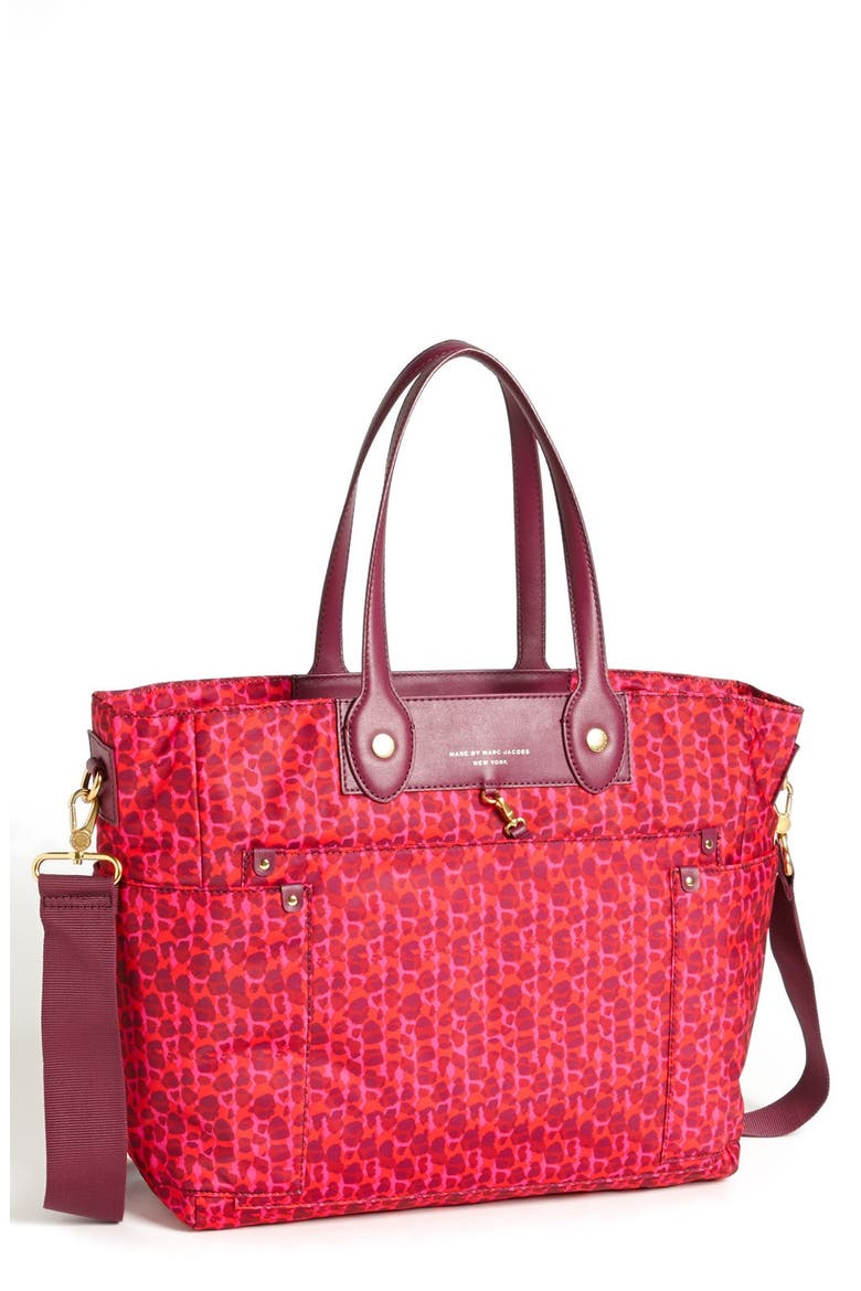 MARC BY MARC JACOBS 'Preppy Nylon Eliz-A-Baby' Diaper Bag, Main, color, CARDINAL MULTI