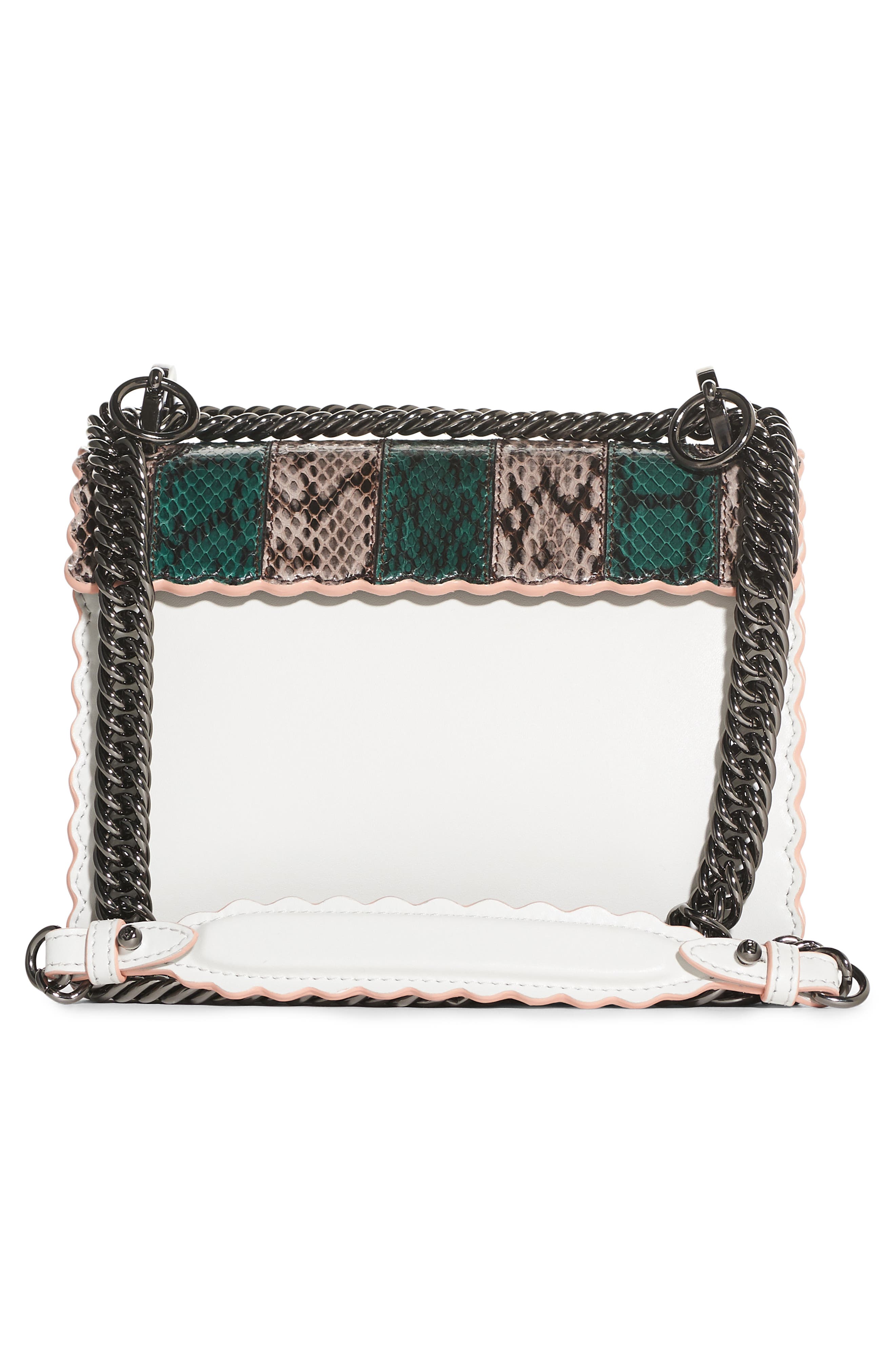 Fendi Mini Kan Scallop Genuine Snakeskin & Leather Shoulder Bag, Alternate, color, 