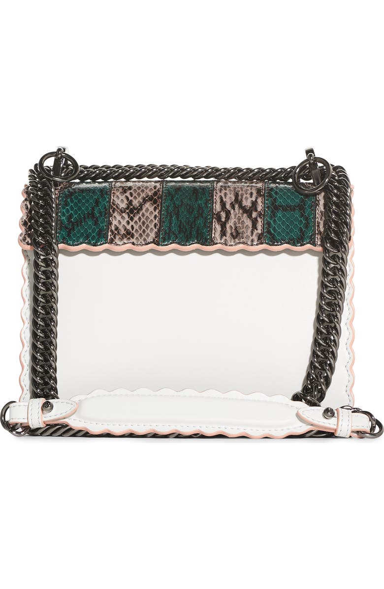 Fendi Mini Kan Scallop Genuine Snakeskin & Leather Shoulder Bag, Alternate, color,