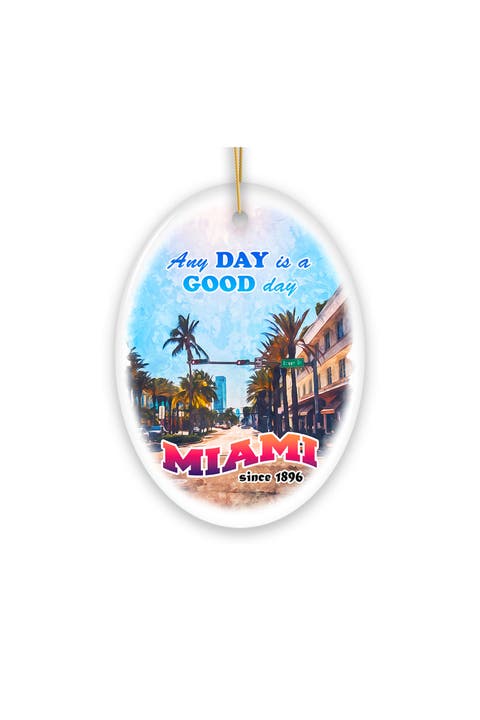 Miami Ocean Drive Any Day Is A Good Day Oval Ornament
