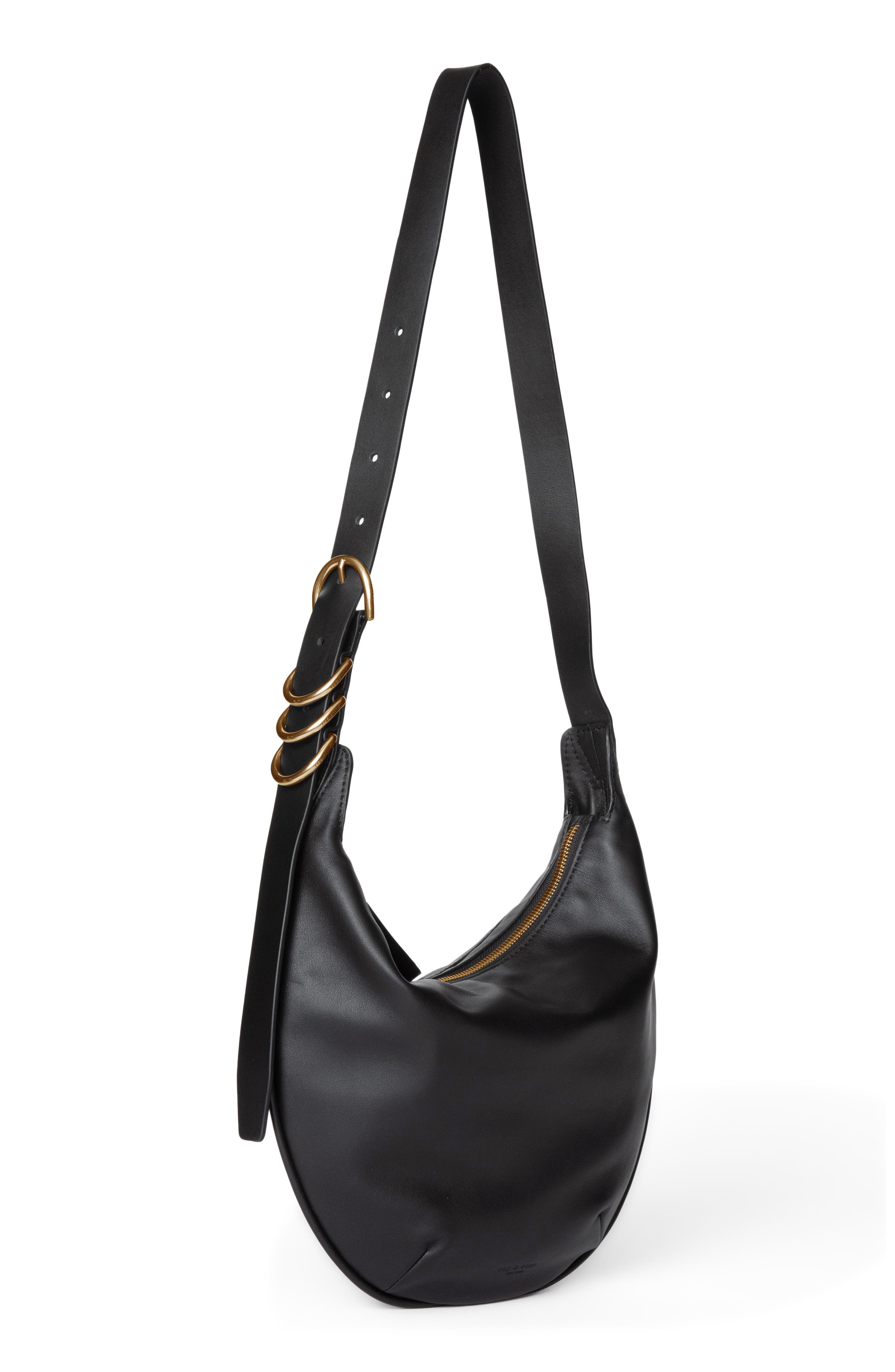 rag & bone Medium Mercer Leather Hobo Bag, Alternate, color, Black