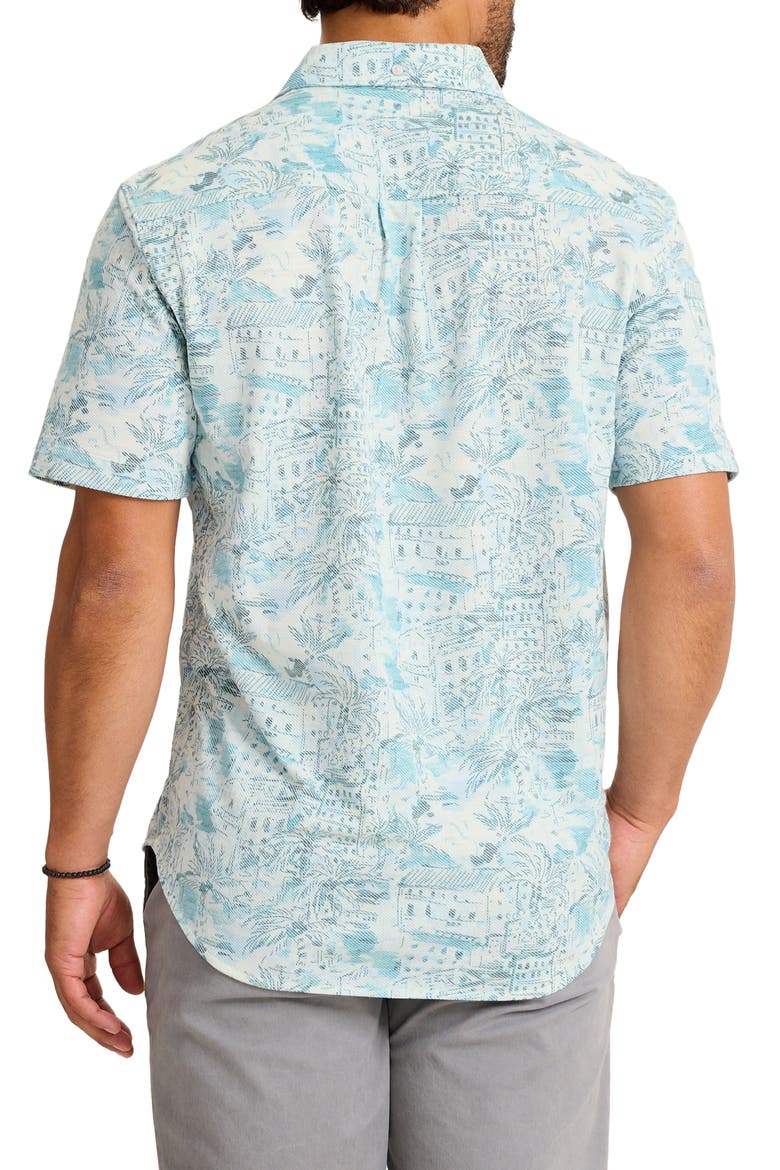 San Lucio Tides Villa Vista IslandZone® Knit Short Sleeve Cotton Blend Button-Up Shirt, Alternate, color, DK BLUE LAGOON