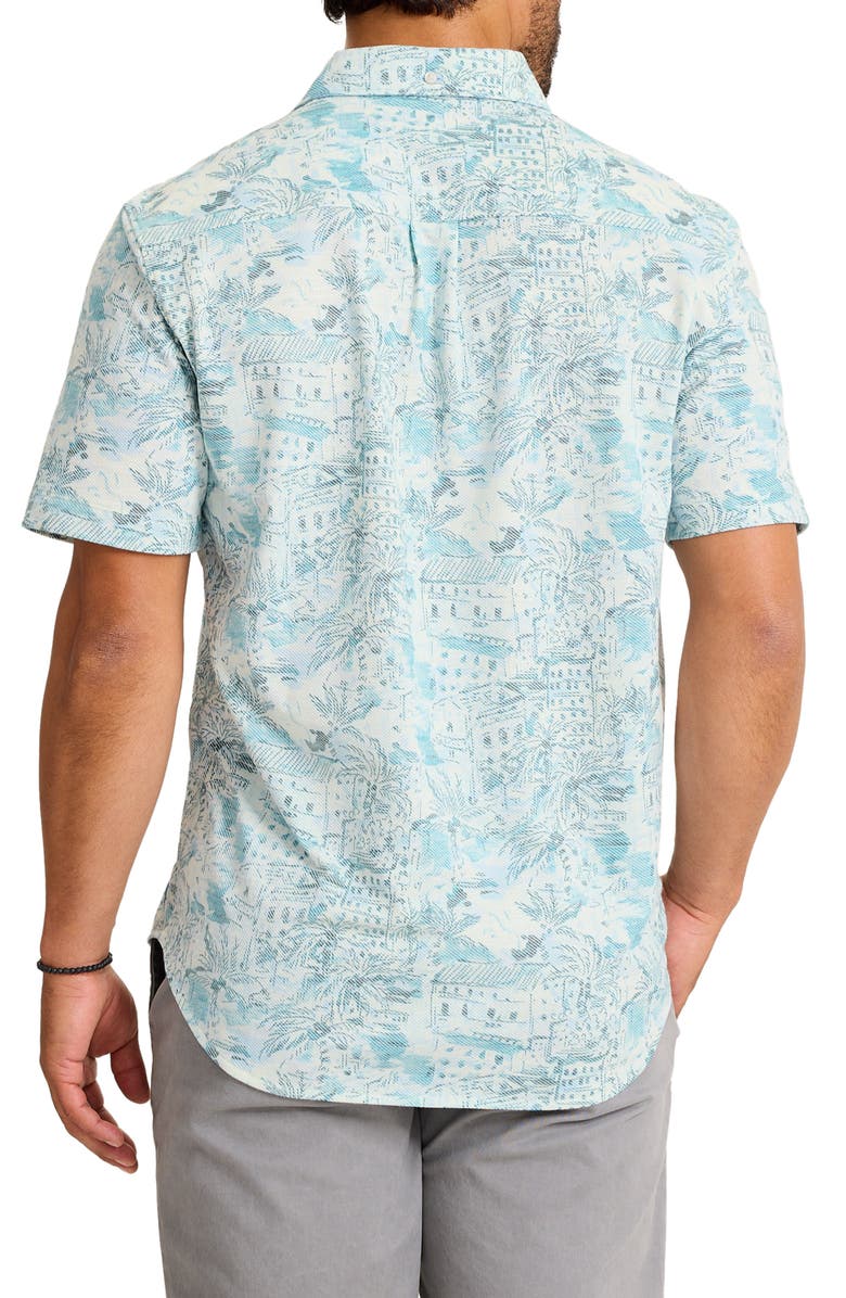 Tommy Bahama San Lucio Tides Villa Vista IslandZone<sup>®</sup> Knit Short Sleeve Cotton Blend Button-Up Shirt, Alternate, color, Dk Blue Lagoon