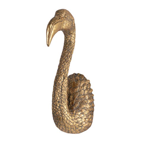 Decorative Resin Bird Bust Wall Decor, Gold