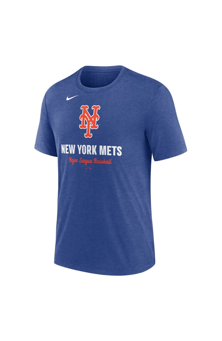 Nike Men's Nike Heather Royal New York Mets Logo Tri-Blend T-Shirt, Alternate, color, Heather Royal