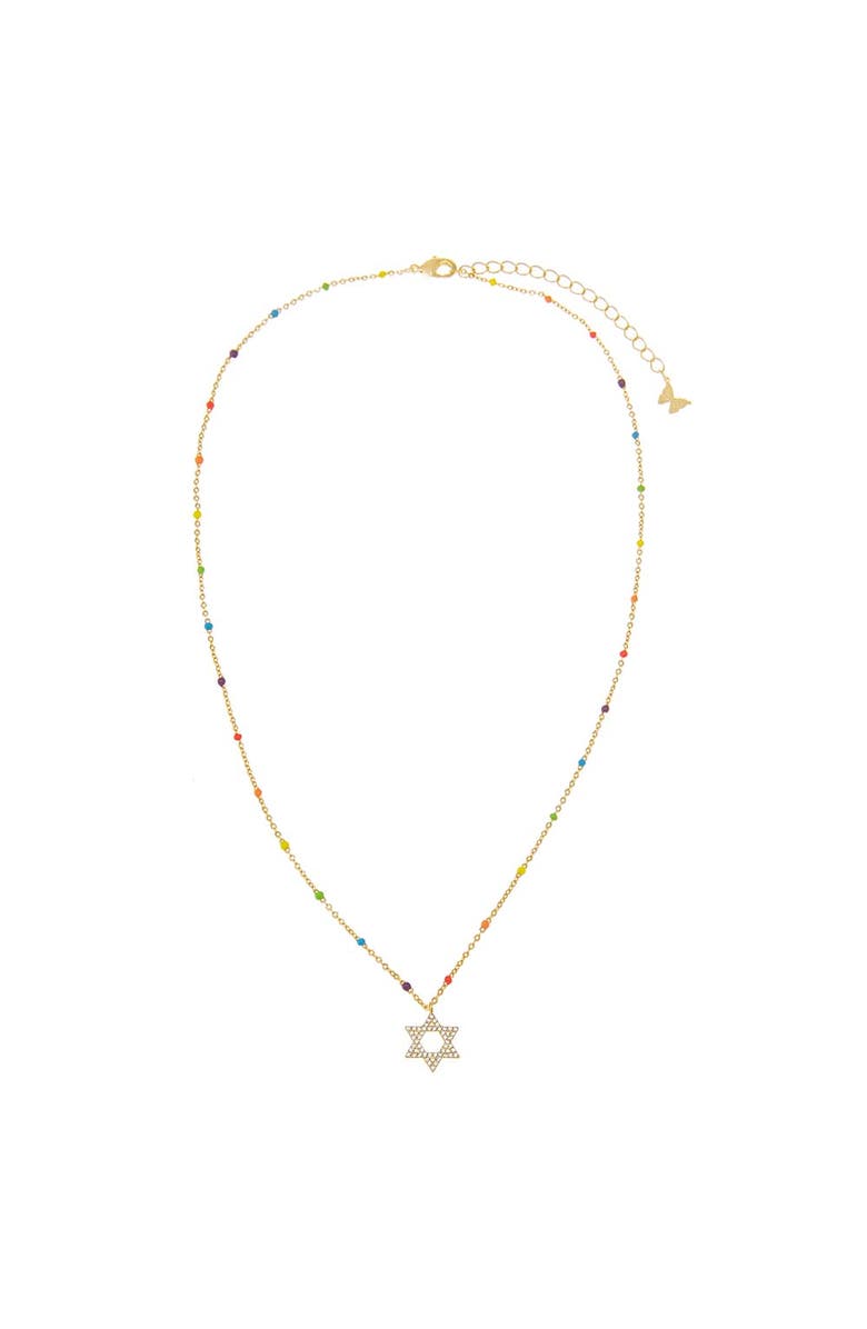 BY ADINA EDEN Pave Star Of David Multi Color Beaded Necklace, Alternate, color, Gold