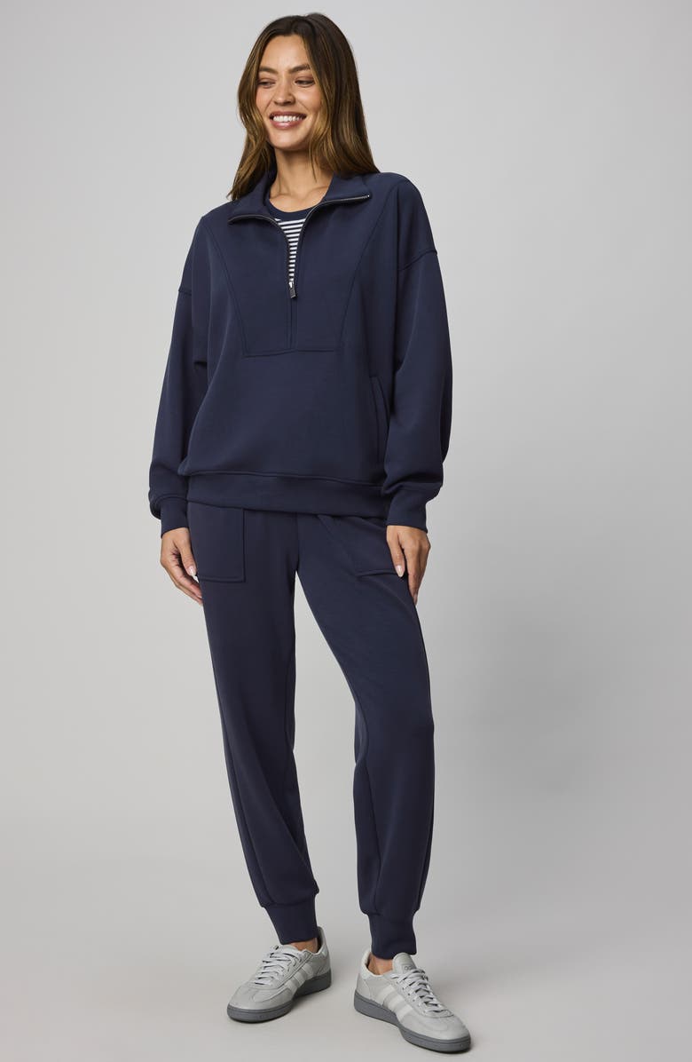 Splendid ScubaSoft Quarter Zip Sweater, Alternate, color, Navy Blue