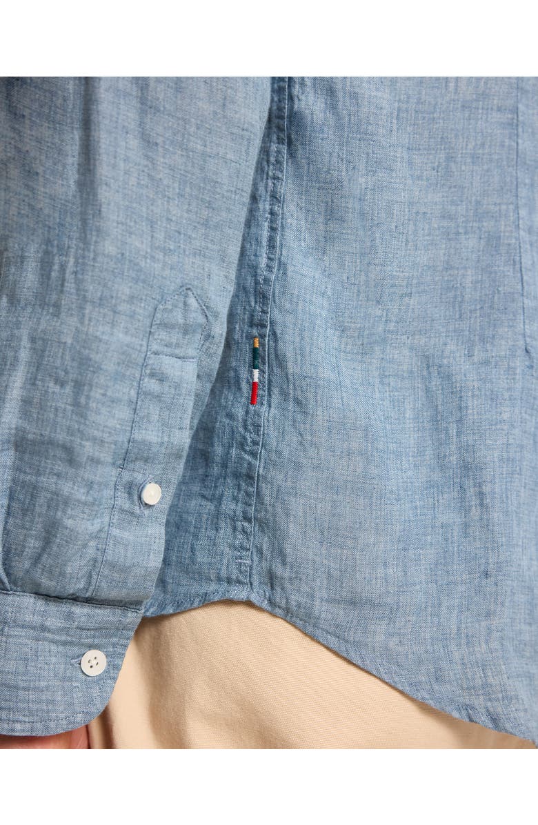 Orlebar Brown Giles Lino Tailored Fit Italian Linen Shirt, Alternate, color, Aero Blue