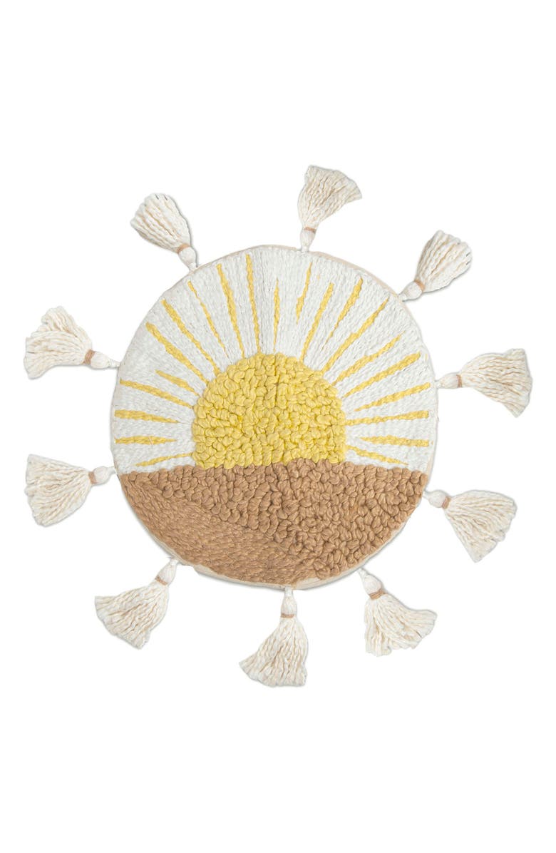CRANE BABY Round Decor Accent Pillow, Main, color, Yellow