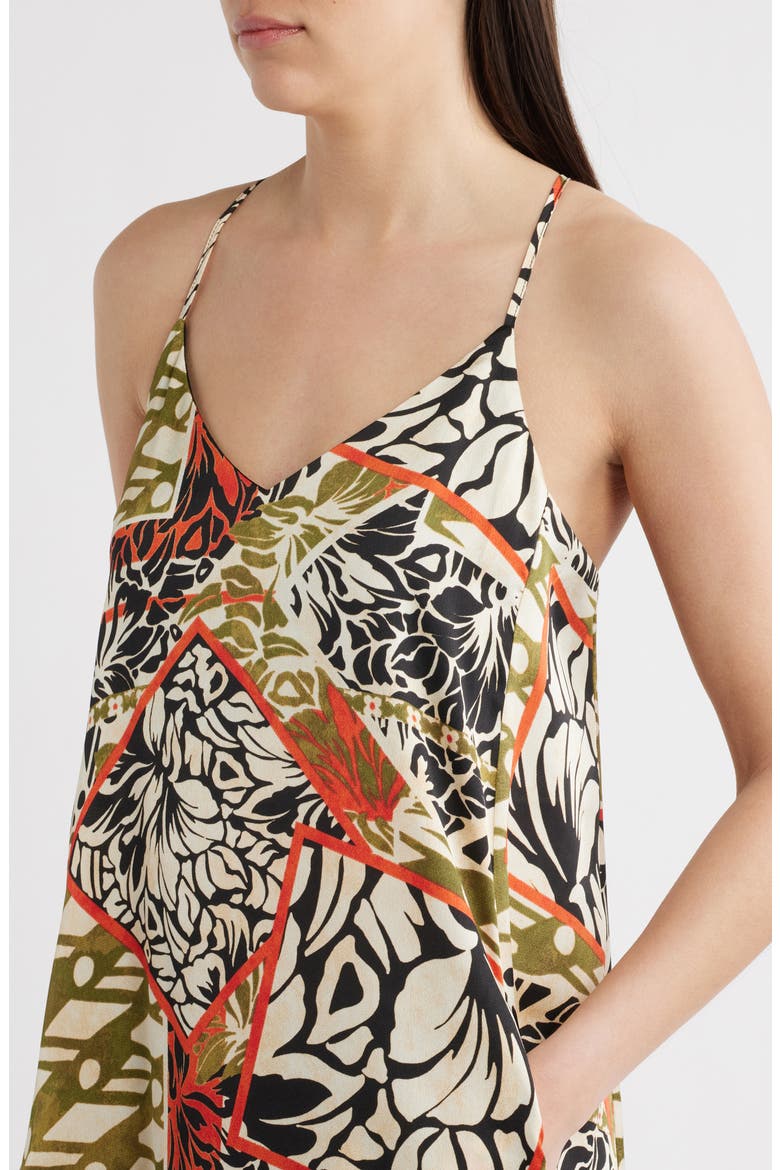 Mixed Print Satin Charmeuse Maxi Dress, Alternate, color, BLACK NATURAL