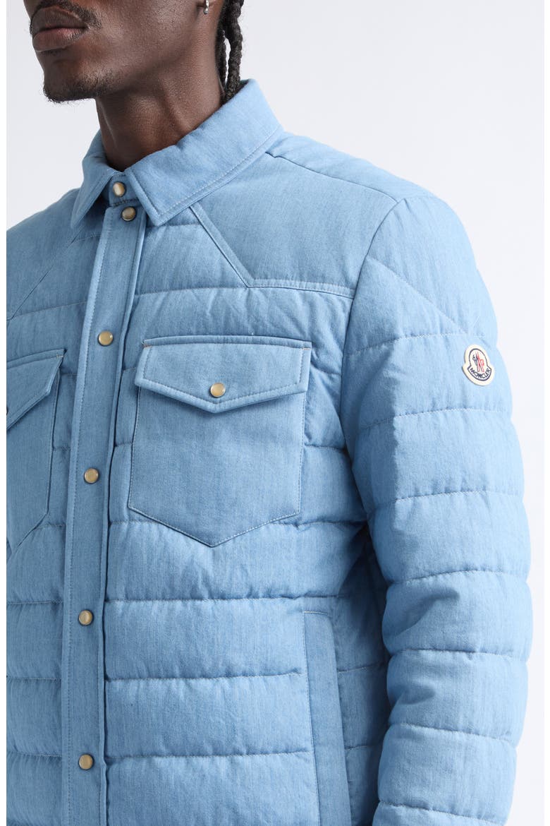 Tiriol Denim Down Puffer Shirt Jacket, Alternate, color, CORONET BLUE