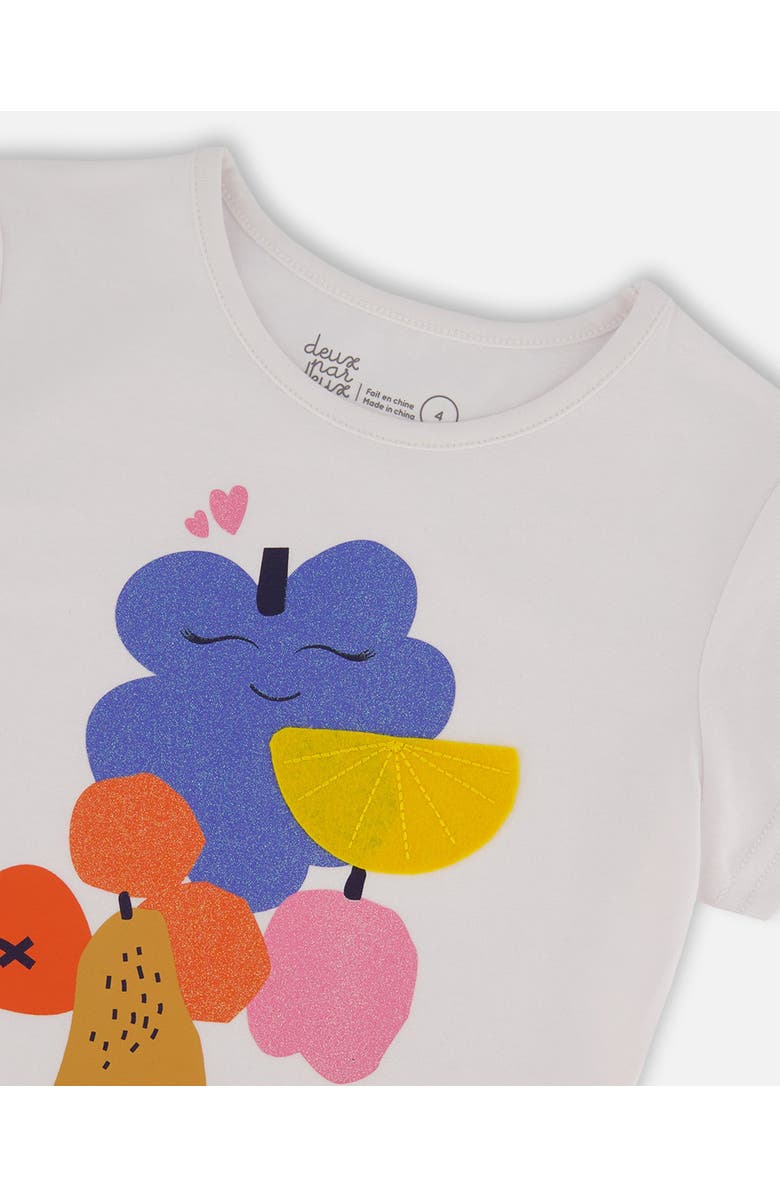 Deux par Deux Girl's Organic Cotton Tee Fruits On White Background, Alternate, color, 