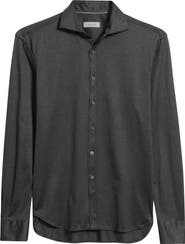 Canali Regular Fit Cotton Jersey Button-Up Shirt