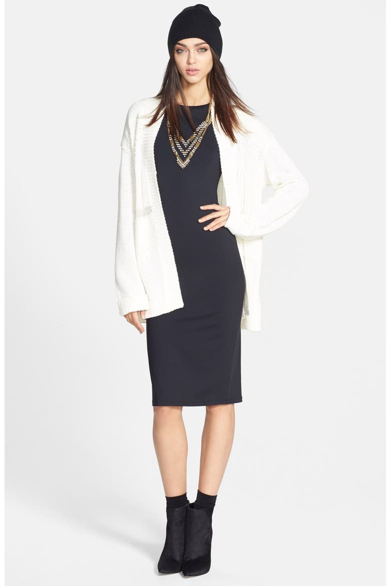 Long Sleeve Midi Dress, Alternate, color, BLACK