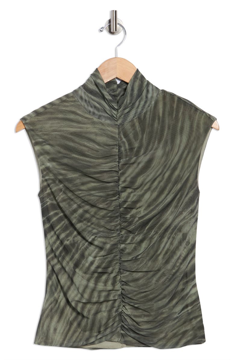 JASON WU Mock Neck Extended Shoulder Top, Alternate, color, Sage Green/ Zebra Print