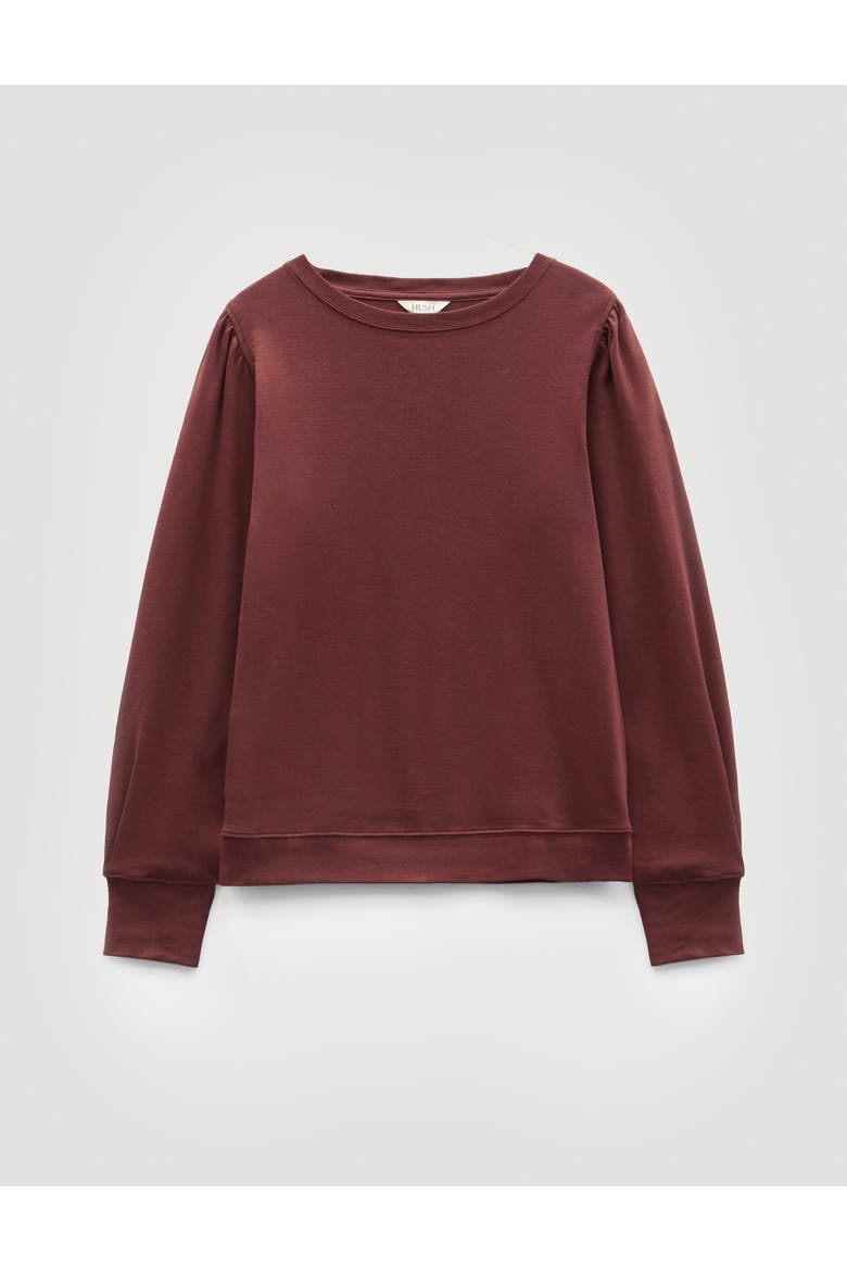 Emily Puff Sleeve Cotton Jersey Top, Alternate, color, Rum Raisin