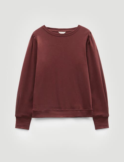 Hush Emily Puff Sleeve Cotton Jersey Top In Burgundy