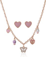 Jessica Simpson Kids Kids Heart Charm Necklace and Earrings Set