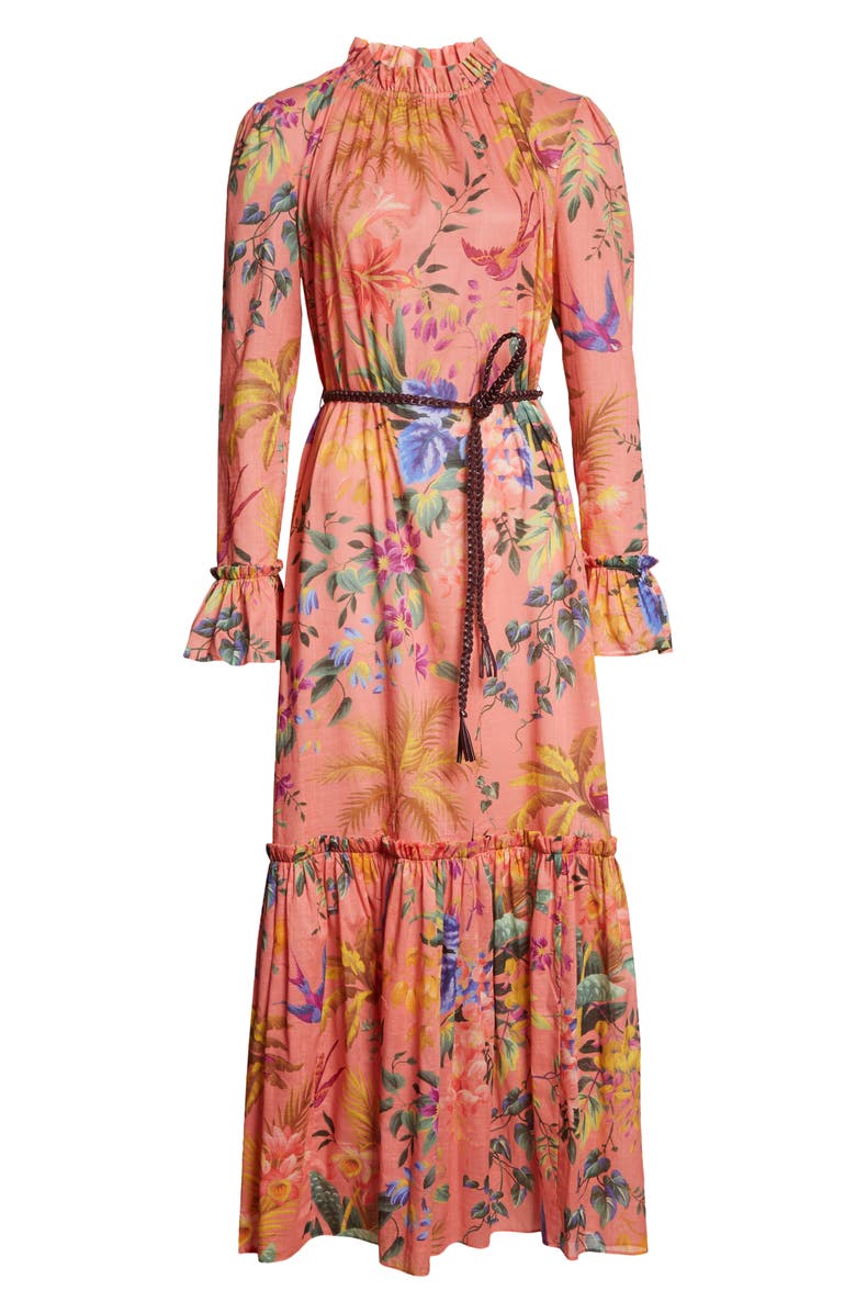 Zimmermann Tropicana Floral Print Frill Long Sleeve Cotton Voile Dress, Alternate, color, 
