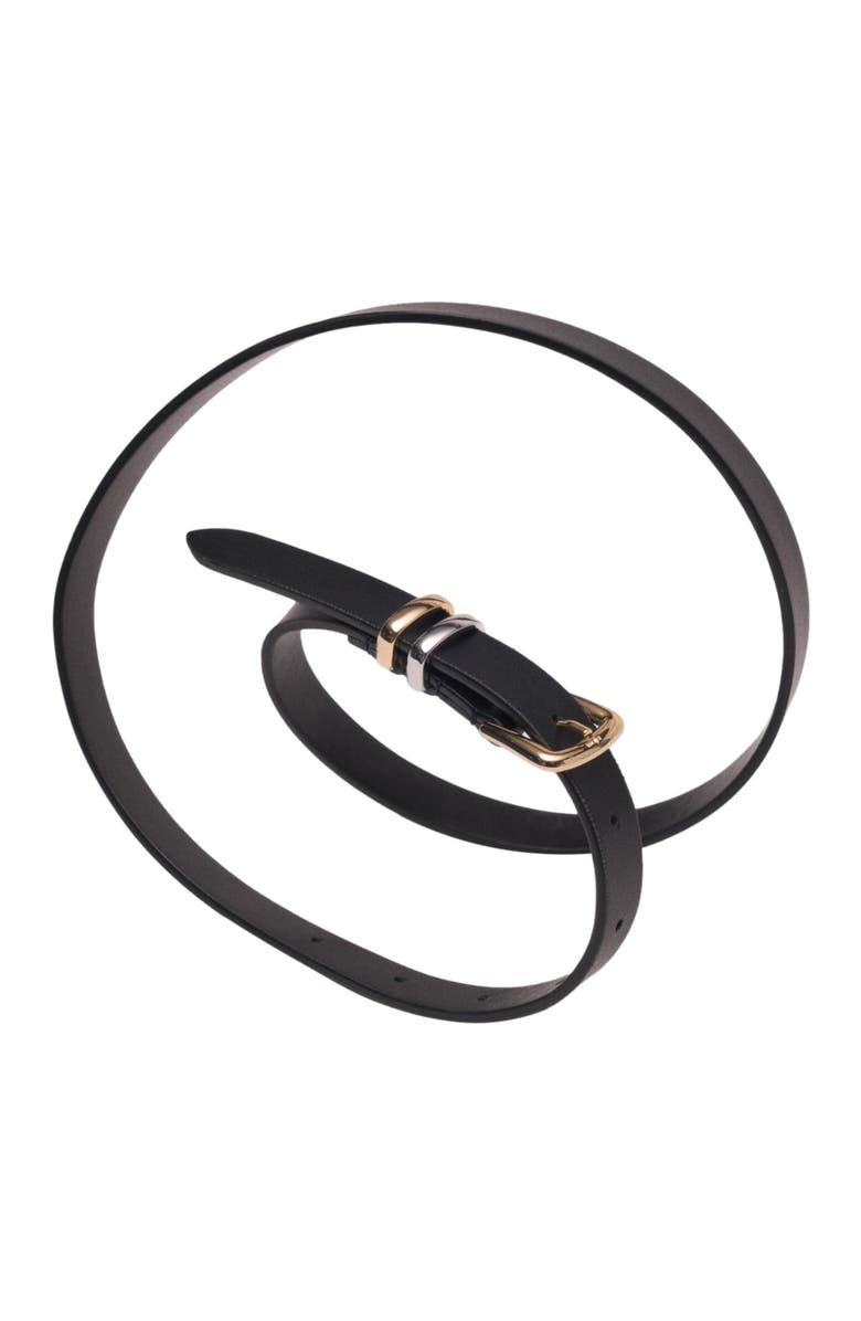 maje Slim belt with square buckle, Alternate, color, Black