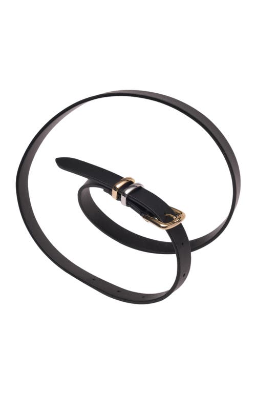 Maje Slim Belt With Square Buckle In Black
