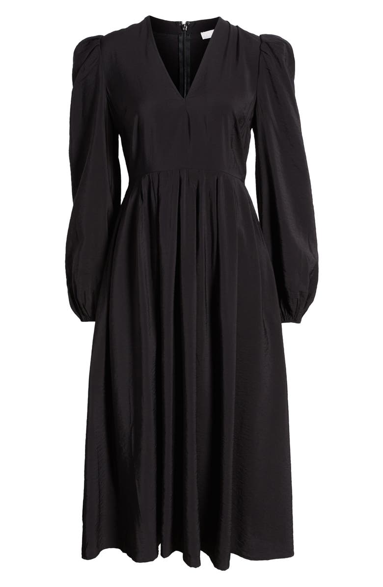 Chelsea28 Pleated Puff Shoulder Long Sleeve Midi Dress, Alternate, color,