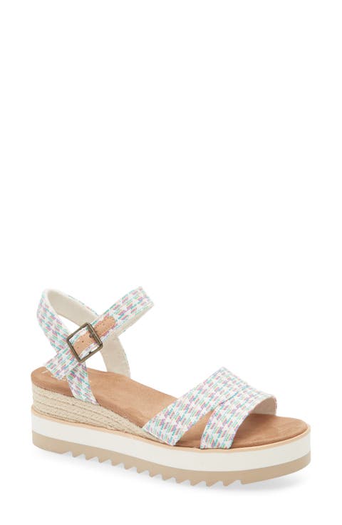 Wide Triangle Woven Wedge Sandal (Women)