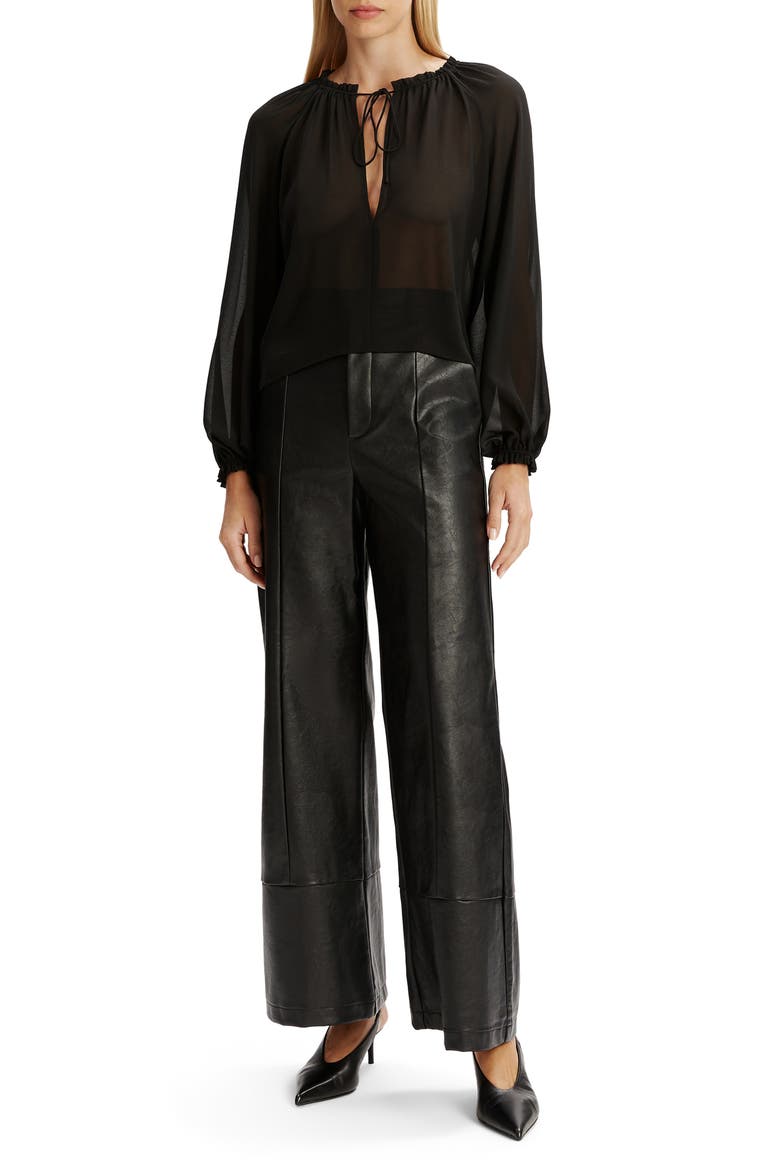 Landen Split Neck Top, Alternate, color, BLACK