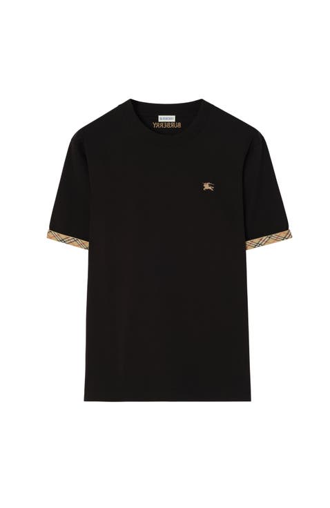 Check Trim Cotton T-shirt