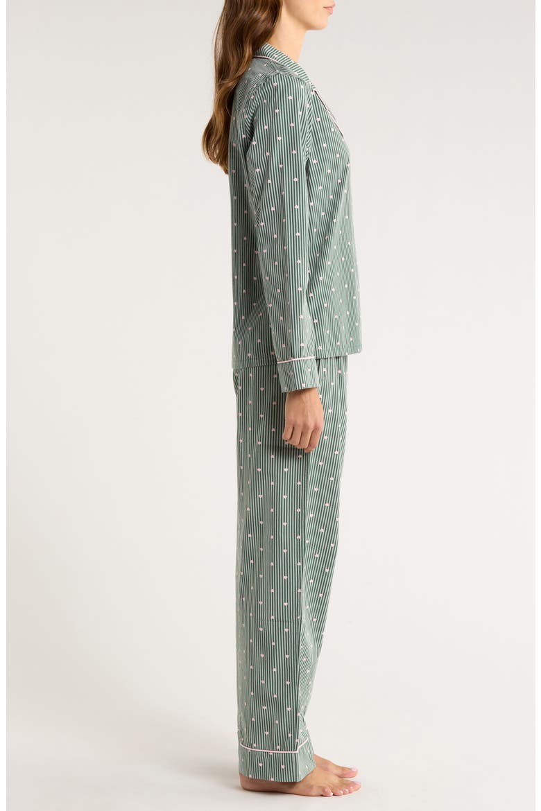 Classic Cotton Pajamas, Alternate, color, GREEN- PINK HEART STRIPE
