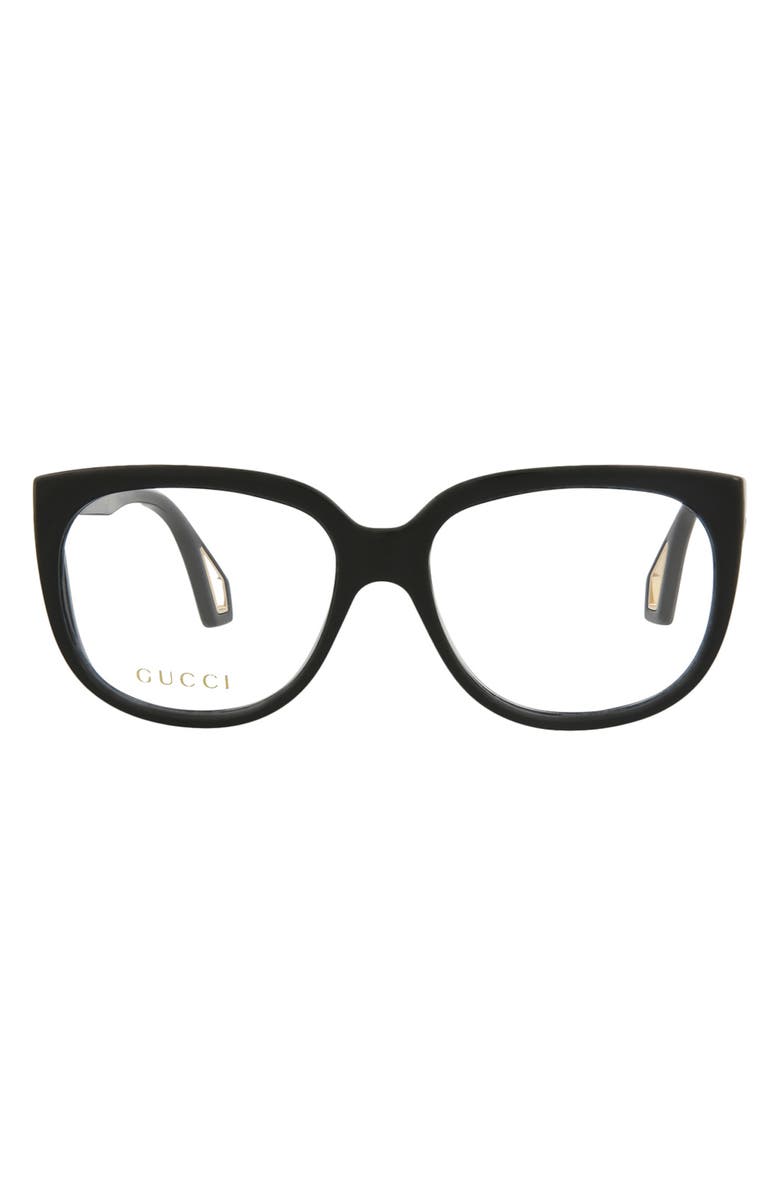 Gucci 56mm Fashion Rectangle Optical Glasses, Main, color, 