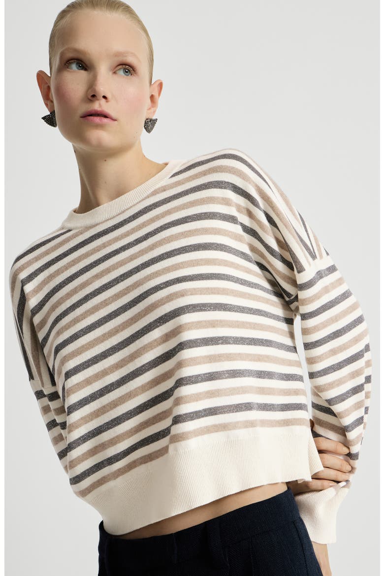 Sparkling stripes sweater, Alternate, color, White