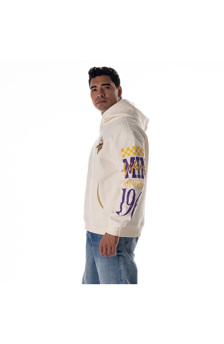 THE WILD COLLECTIVE Unisex The Wild Collective Cream Minnesota Vikings Stacked Graphic Sleeve Fleece Hoodie, Alternate, color, Cream