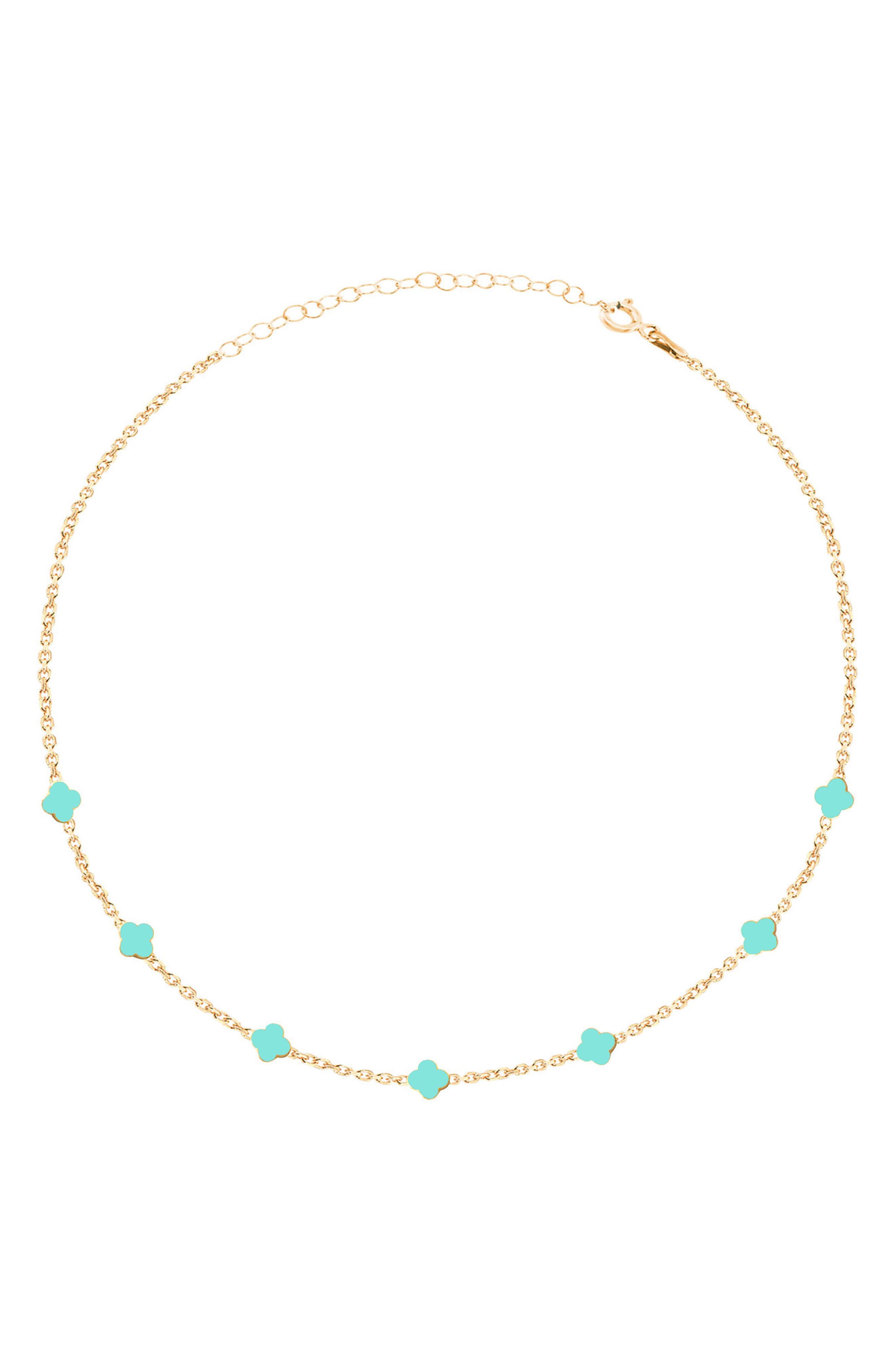 GABI RIELLE Enamel Clover Station Necklace