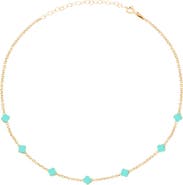 GABI RIELLE Enamel Clover Station Necklace