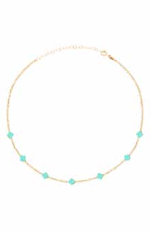 GABI RIELLE Enamel Clover Station Necklace