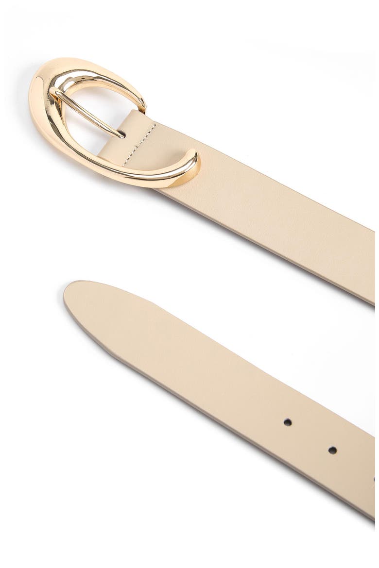 Sculpted Flow Leather Belt, Alternate, color, IVORY