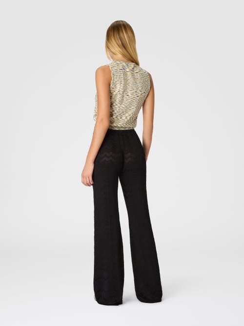 Missoni Straight Long Pants In Chevron Pattern In Black