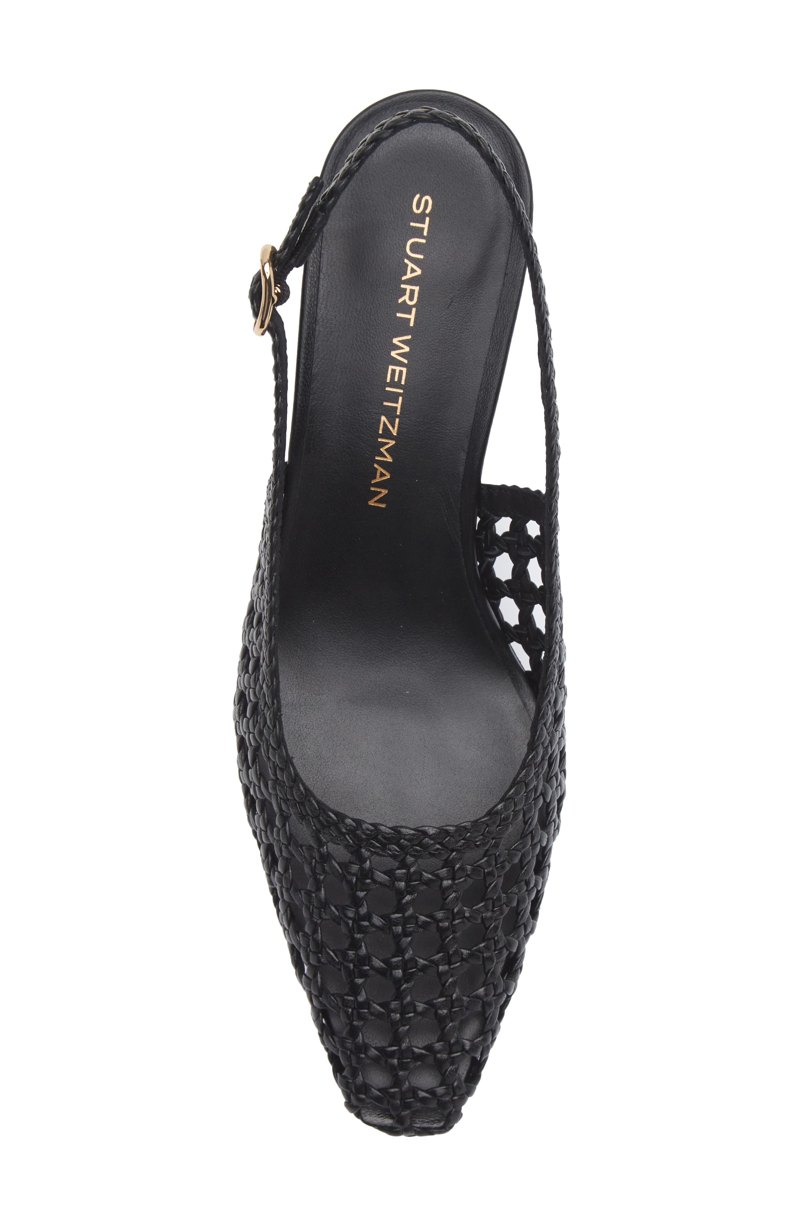 Stuart Weitzman Stassi Woven Slingback Pump, Alternate, color, Black