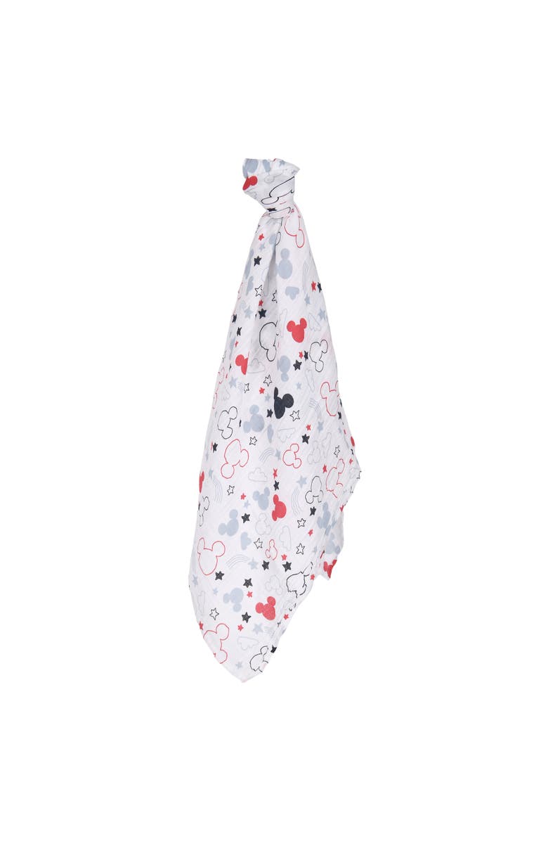 Lambs & Ivy Disney Baby Mickey Mouse Muslin Swaddle Blanket & Plush Gift Set, Alternate, color, White