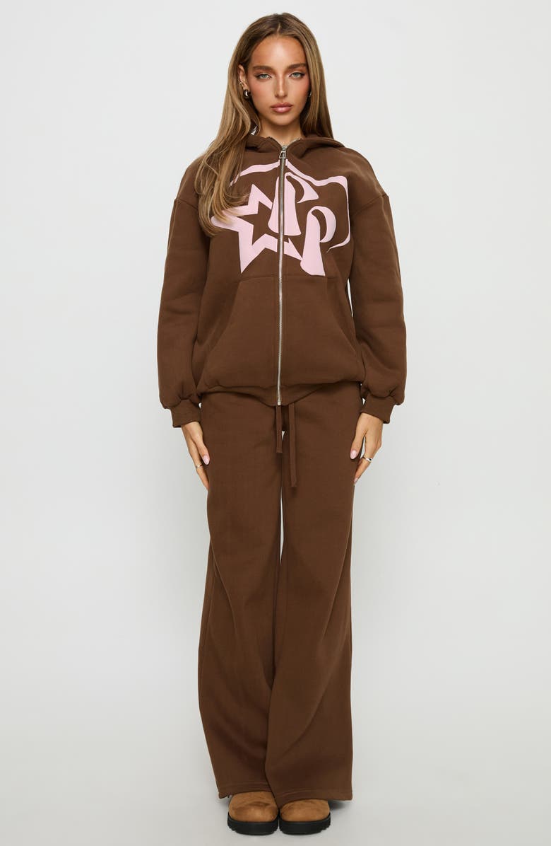 Princess Polly Stargirl Wide Leg Sweatpants, Alternate, color, Brown