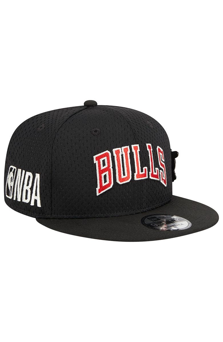 New Era Men's New Era Black Chicago Bulls Post-Up Pin Mesh 9FIFTY Snapback Hat, Alternate, color, Black