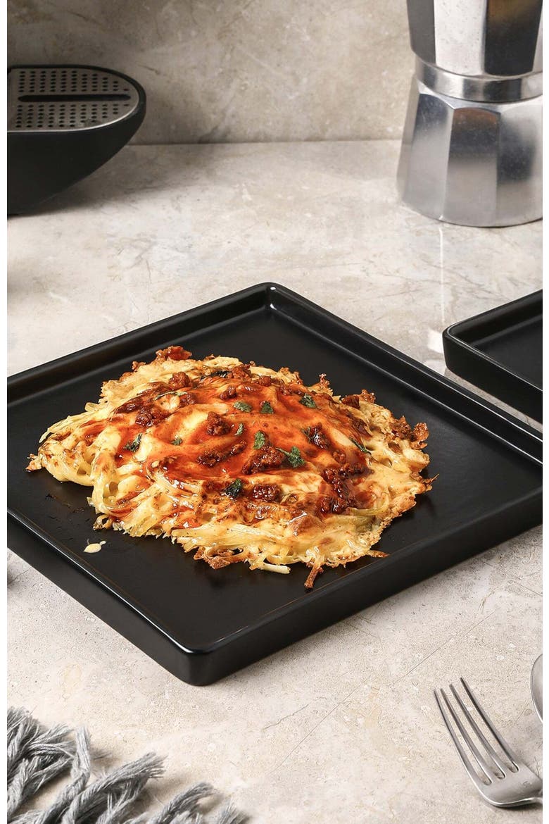 Grace Stoneware 4-Piece Dinner Plate Set, Alternate, color, Black Matte