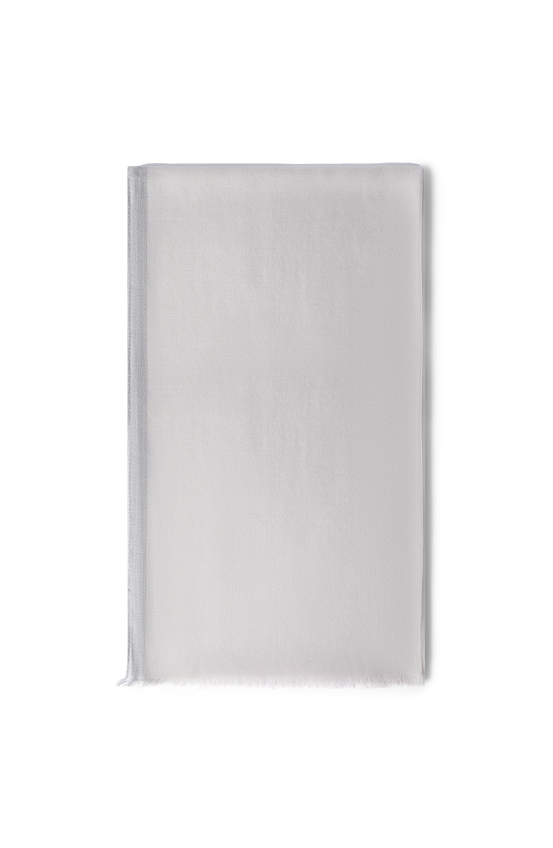 Brunello Cucinelli Cashmere and silk scarf with stripe, Main, color, Light Grey