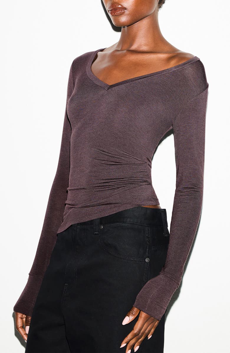 SKIMS Long Sleeve V-Neck T-Shirt, Alternate, color, Phoenix