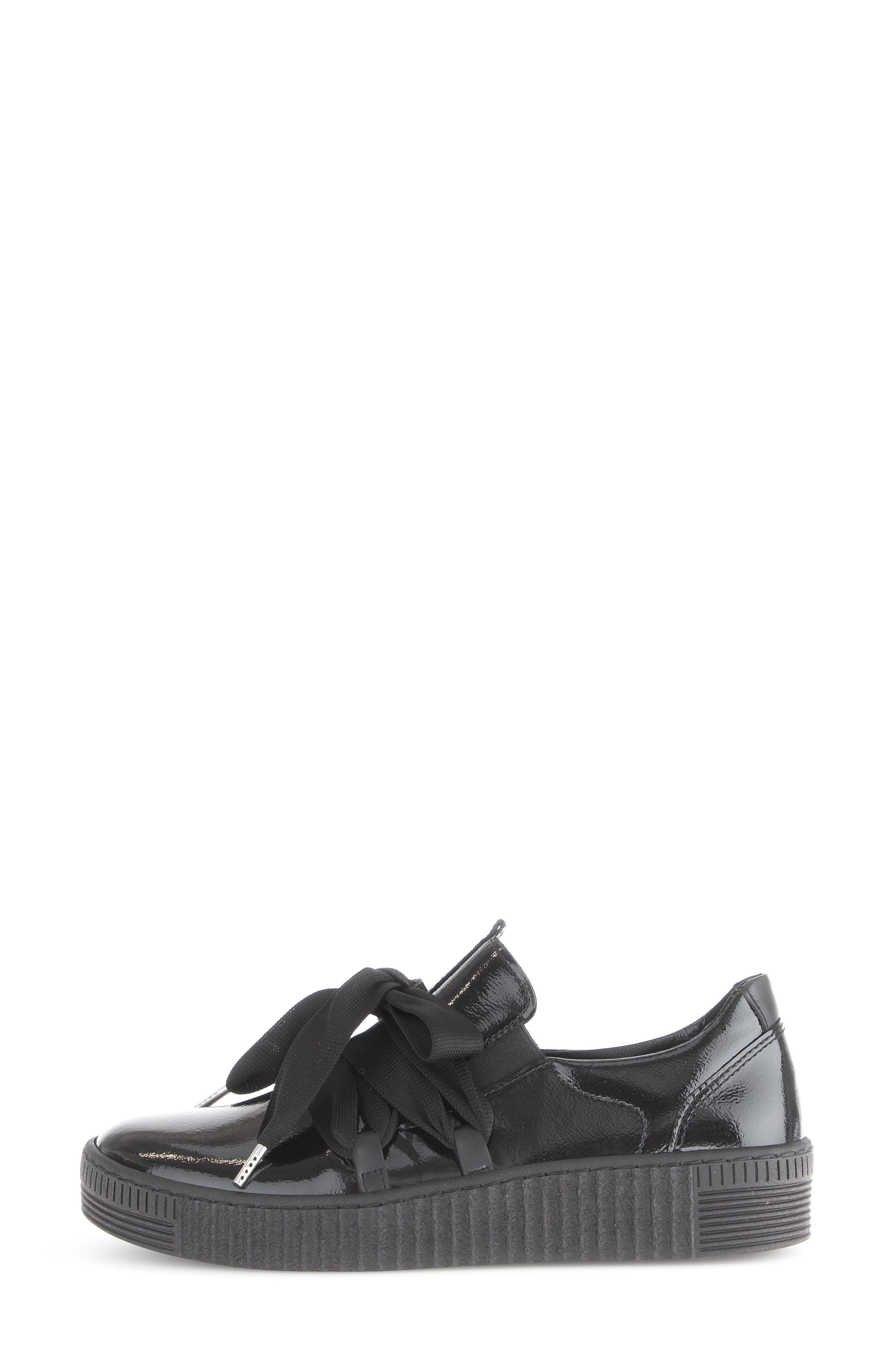 Gabor Leather Platform Sneaker, Alternate, color, Black Patent
